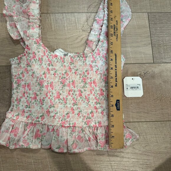 ALTAR'D STATE WOMENS IVORY PINK SMOCKED TOP SHIRT NEW MEDIUM - Picture 4 of 8